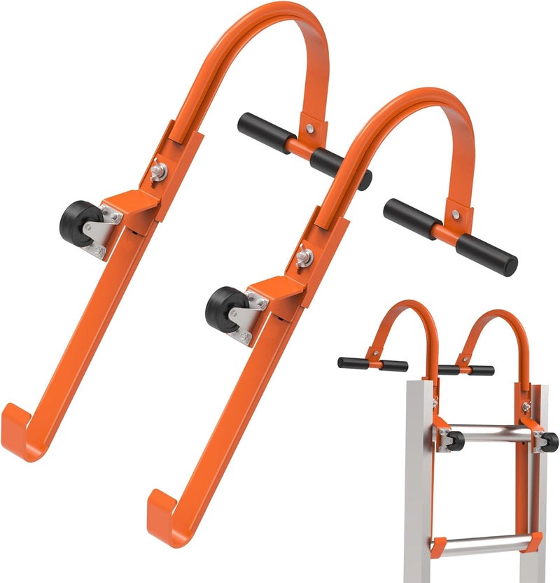 MY RUSTIC Ladder Roof Hook 2 Pack with Wheel Heavy Duty Steel Ladder Stabilizer, Roof Ridge Extension, Wheel Rubber and Rubber Grip T-Bar for Damage Prevention, for Damage Prevention,Able to Bear 500 Pounds - Image 1